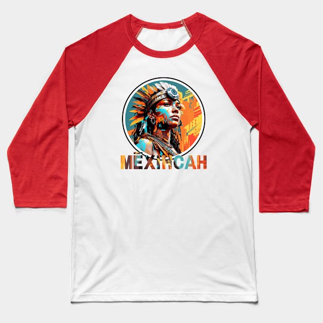 Urban Nahuatl Essence - Mēxihcah Pride High Contrast Streetwear Baseball T-Shirt by JT Digital
